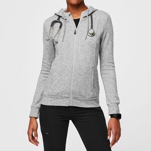 FIGS Heather Gray Zip Up Hoodie